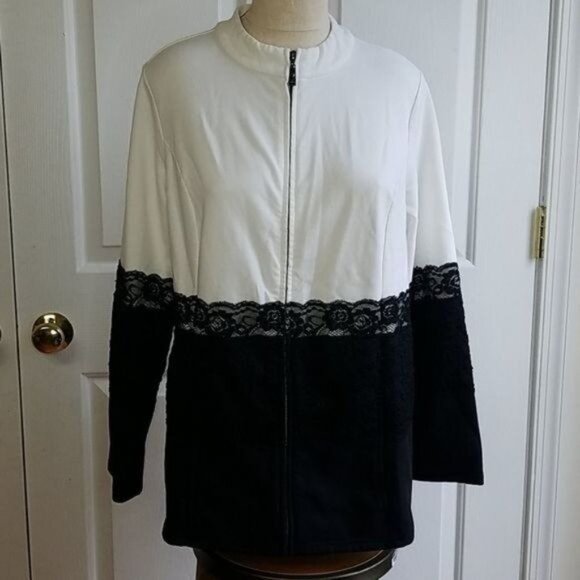 COLORBLOCK Sweatshirt Belle Kim Gravel Lace Zip Up White Women's WOMAN'S Large - Picture 9 of 10